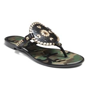Jack Rogers Georgica Jelly in Black & Green Camo - Size 10